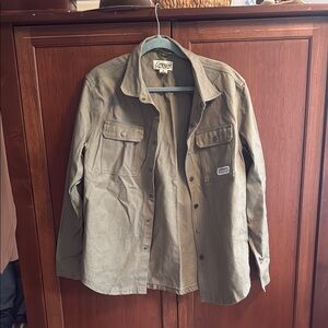 Empyre Men's Olive Green Button-Up Work Shirt Jacket